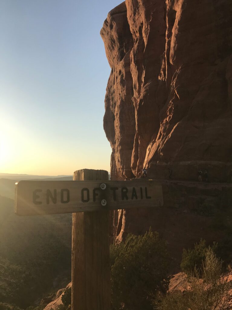 End of Trail. No problem, view is great! Dog friendly hiking in Sedona at Cathedral Rock!