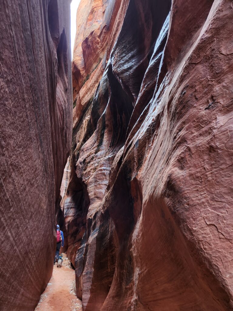 Slot canyon hiking in Kanab Utah.