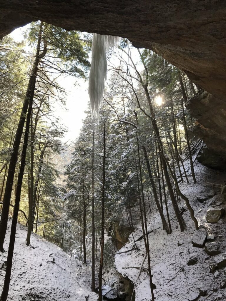 Whispering Cave Hike in Hocking Hills Ohio.